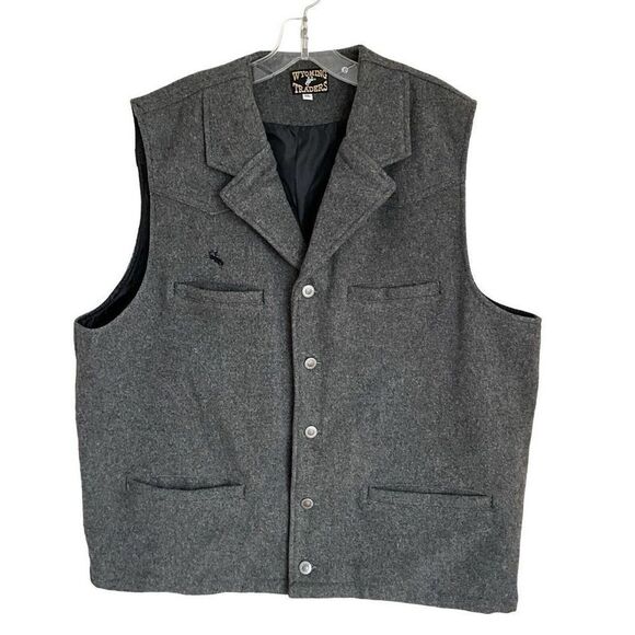 Wyoming Traders Mens Buckaroo Wool Vest - 22 Oz Australian Wool Western Vest With Satin Lining & Pockets